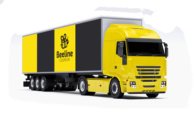 Beeline Moving branded truck in yellow and black